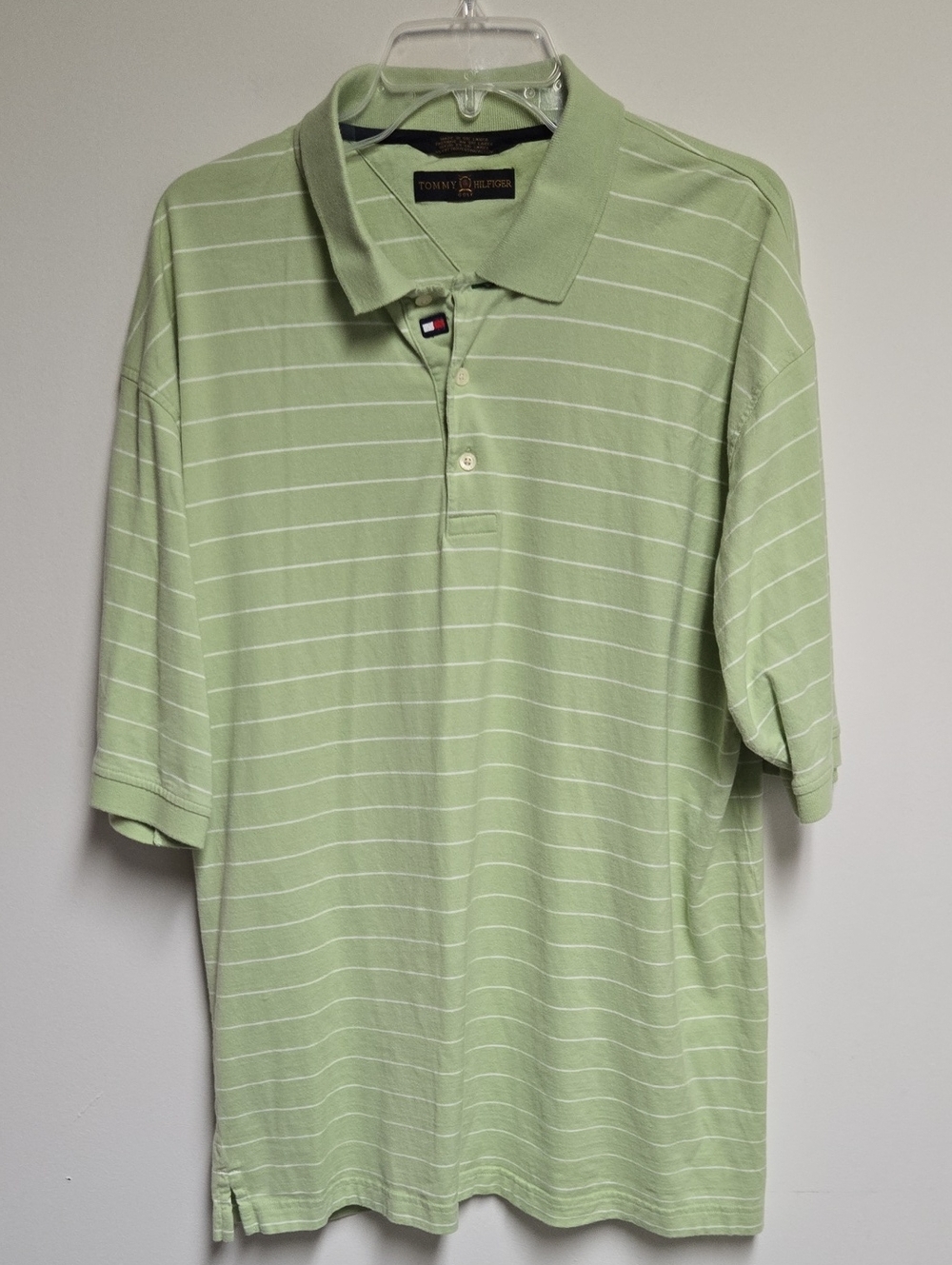 Tommy Hilfiger Men’s Light Green Striped Golf Polo